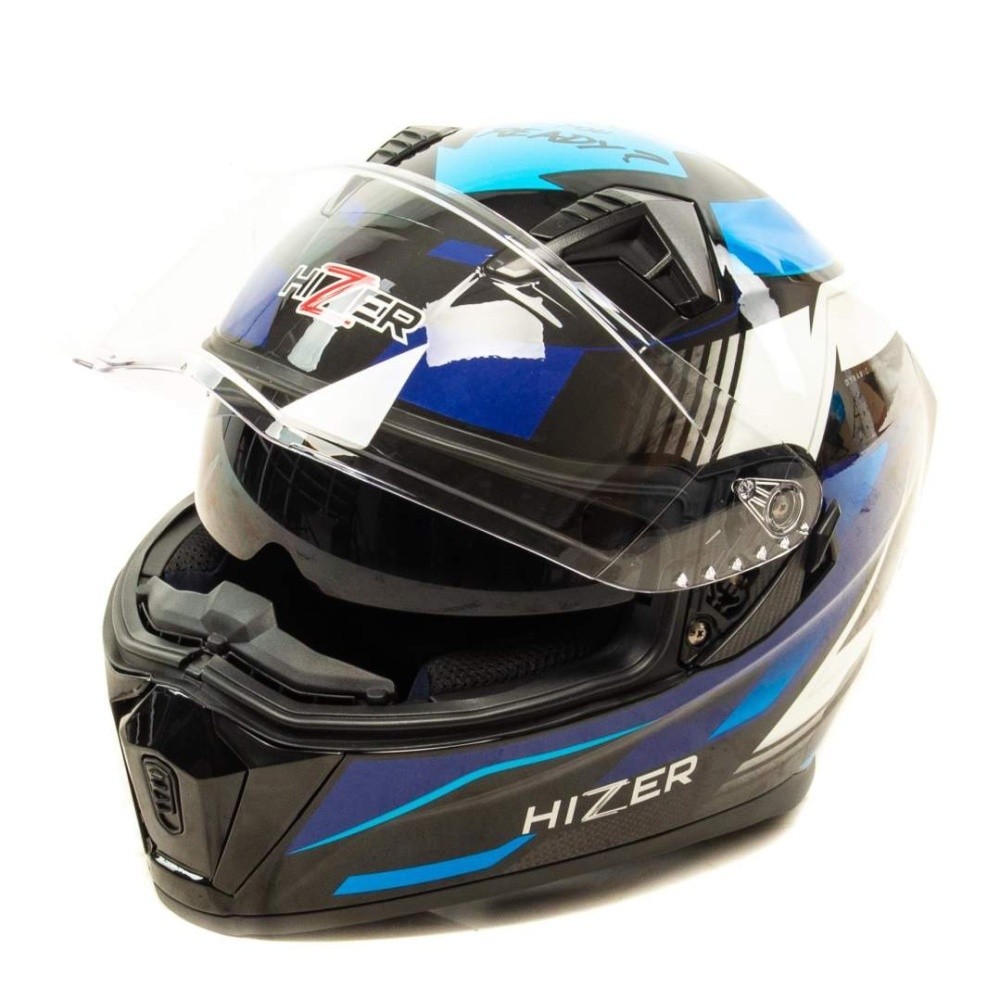 Шлем HIZER J5320 #1 Интеграл black/blue(2 визора)  НДС