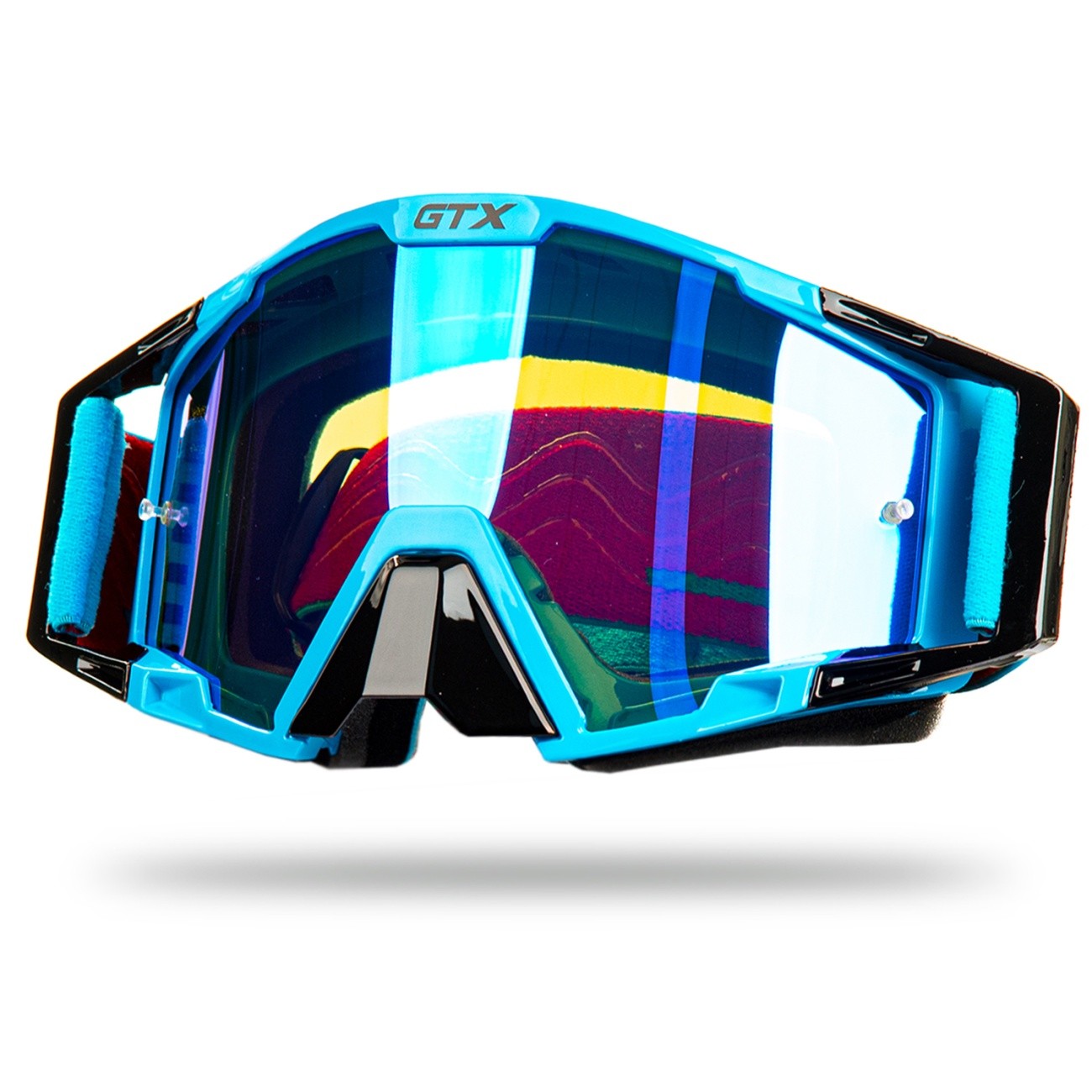 Очки мото, кроссовые GTX 5025 черно/голубые