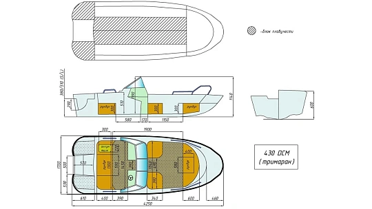 Катер пластиковый WYATBOAT-430 DCM (тримаран)