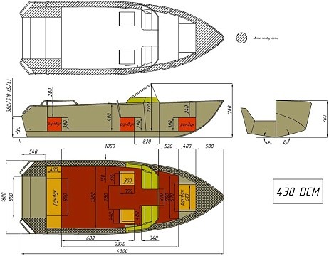Катер алюминиевый WYATBOAT-430 DCM 