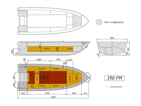 Лодка алюминиевая WYATBOAT-390 РМ Увеличенный борт