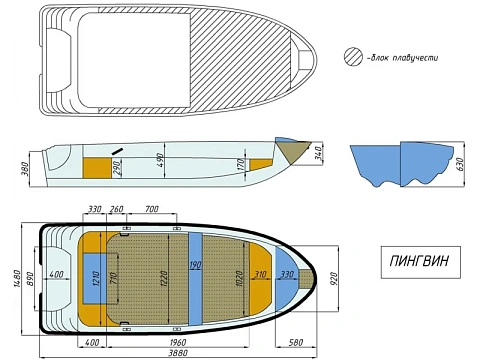 Лодка стеклопластиковая WYATBOAT Пингвин (тримаран)