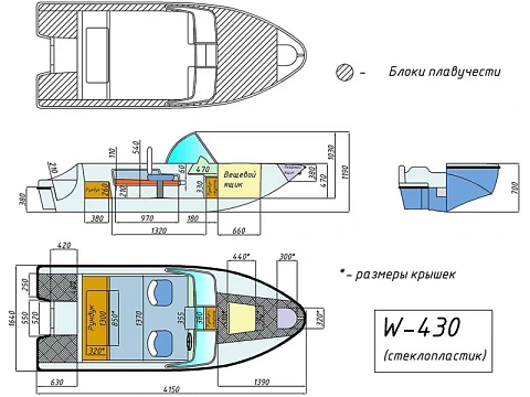 Катер пластиковый WYATBOAT-430 M (килевая)