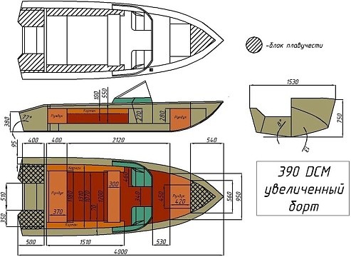 Катер алюминиевый WYATBOAT-390 DCM Увеличенный борт