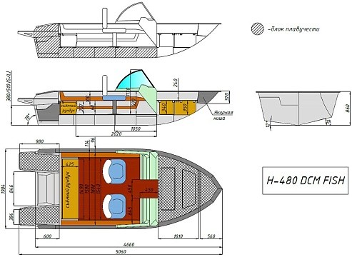 Катер алюминиевый WYATBOAT Neman-480 DCM FISH